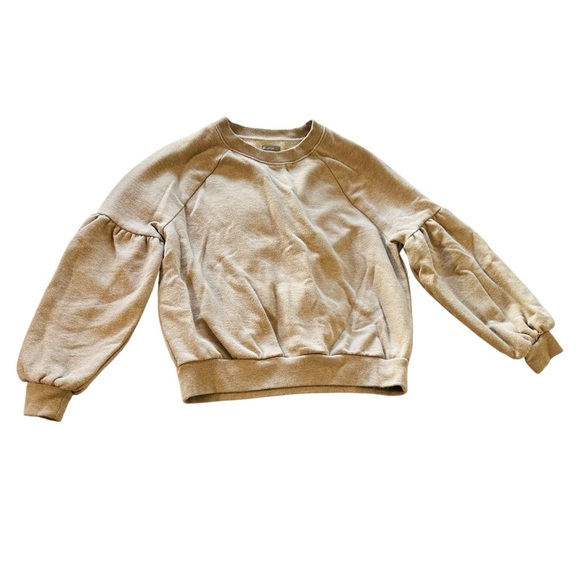 Aerie women's XS tan crew neck sweatshirt with puffy sleeves - Picture 1 of 3